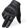 Ademende Motorhandschoenen - Zwart - PU Leer - Touchscreen - Bescherming - Maat L