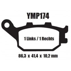 Motor remblokken achterzijde Yamaha FZ6 FZ6 2004 - 2009 YMP174 remblok rem achter