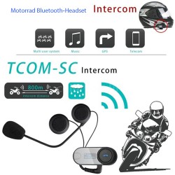 2 stuks Bluetooth motor intercom TCOM-SC MET LCD SCHERM  interphone headset 1000meter met ingebouwde FM radio