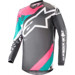 Alpinestars Crossshirt Racer Limited Edition Indy Vice Gray/Pink/Turquoise-M