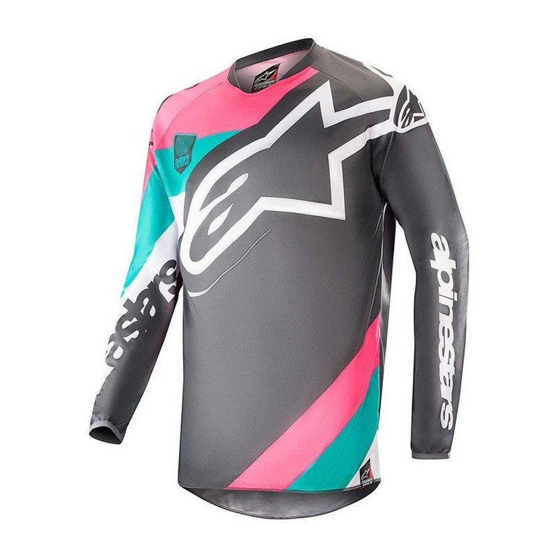 Alpinestars Crossshirt Racer Limited Edition Indy Vice Gray/Pink/Turquoise-M